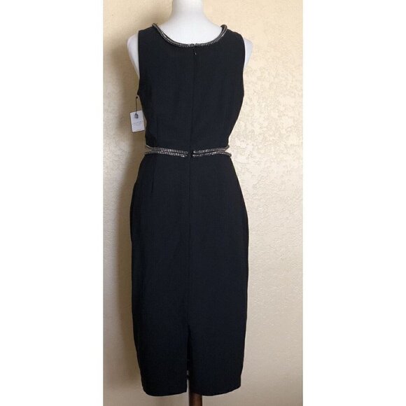 Laundry by Shelli Segal Women's Black Crystal Embellished Midi Dress Size 8 - Picture 6 of 12